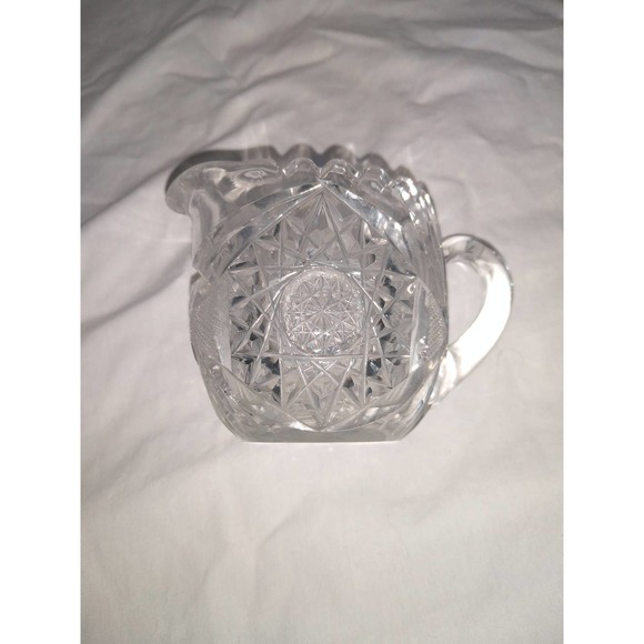 Vintage ABG hobstar cut crystal sugarbowl and creamer - Picture 2 of 7